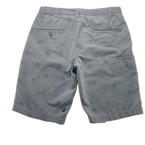 Volcom Mens Gray Cargo Shorts With Nautical Print 29 - Picture 3 of 9